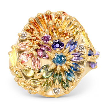 Large Blossom Crush Star Bright Signet Ring - Made to Order